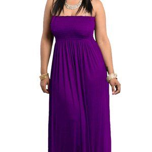 Smocked Chest Strapless Tube Long Maxi Dress